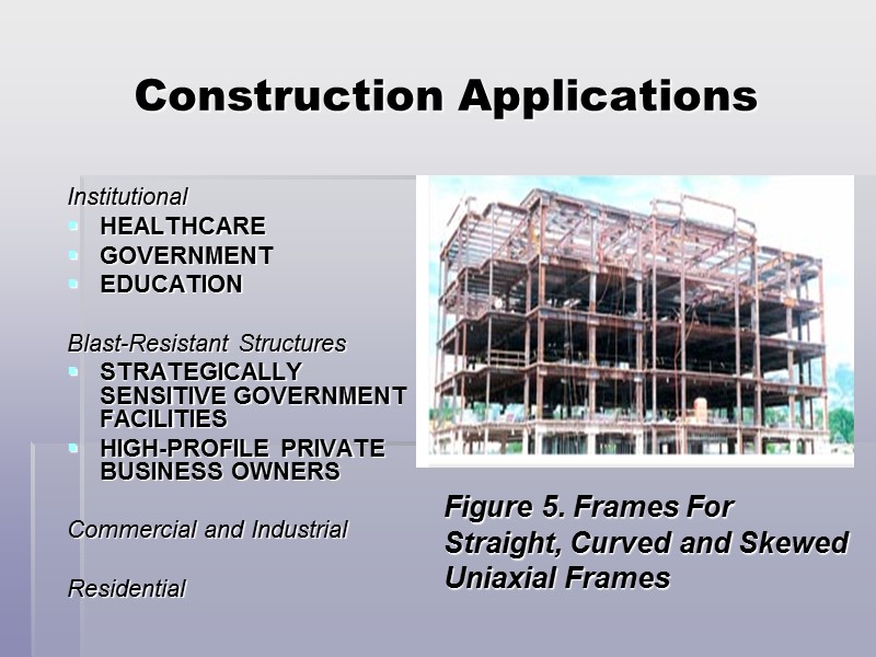 Construction Applications  Institutional HEALTHCARE  GOVERNMENT  EDUCATION   Blast-Resistant Structures 